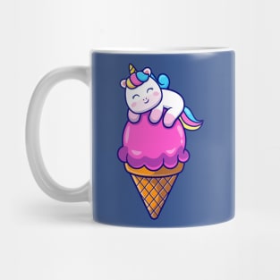 Cute Unicorn On Ice Cream Cone Cartoon Mug